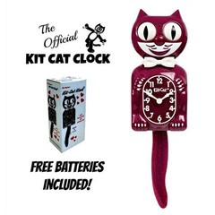 RUBY RED KIT CAT CLOCK 15.5″ Glitter MADE IN USA Free Battery Kit-Cat Klock NEW