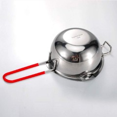 Stainless Steel Double Boiler Pot with Heat Resistant 480ML, Red handle
