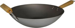 14in Lightweight Carbon Steel Wok with Natural Non-Stick Finish & Wood Handles