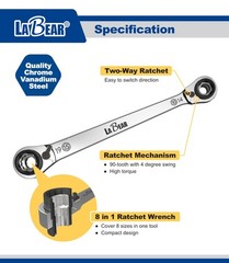 Speed Wrench 8-in-1 SAE Double End Reversible Ratcheting Combination Tool