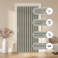 100% Blackout Accordion Door Magnetic Door Curtain Folding Closet Doors Curtain