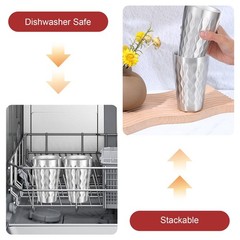 4 Pack Stainless Steel Double Wall Cups, 16 oz Insulated Tumbler, Unbreakable…