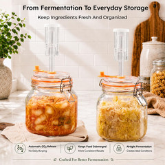 Square Fermentation Jar, 1 Liters Glass Fermenting Jar for Making Sauerkraut, Ki