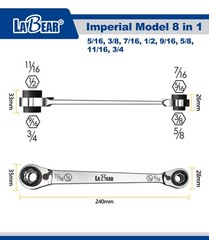 Speed Wrench 8-in-1 SAE Double End Reversible Ratcheting Combination Tool