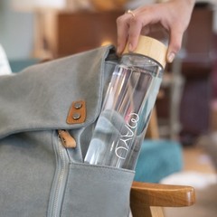 Mayu Pure Glass Reusable Water Bottle W/Bamboo Lid 1 Liter 100 Grade-A