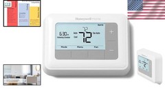 Smart Wi-Fi Thermostat: 7-Day Programmable, Large Backlit Display, White