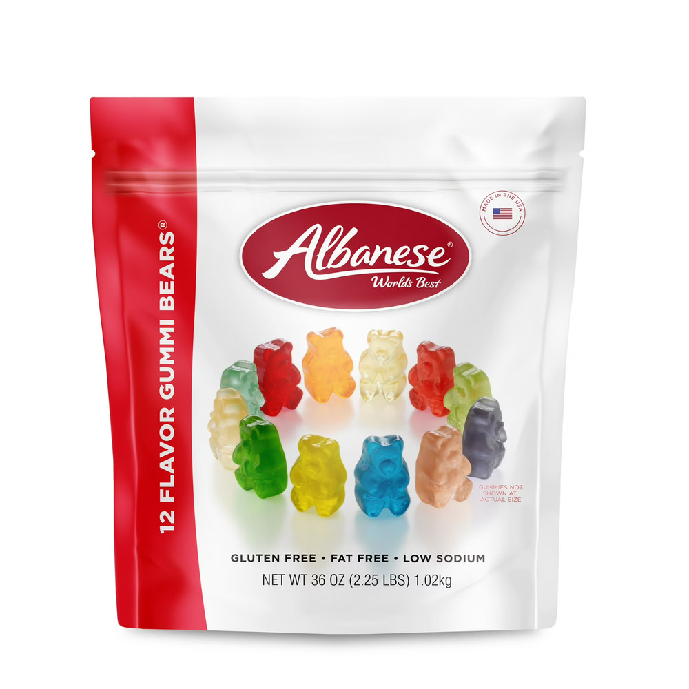 Albanese World’s Best 12 Flavor Gummi Bears, Family Size Share 36 oz, Candy