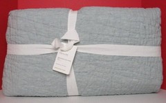 Pottery Barn Belgian Flax Linen Handcrafted Quilt King/Cal.King Mineral Blue NWT