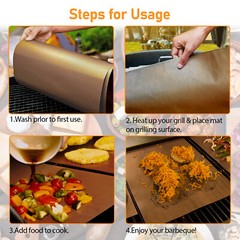 5Pcs BBQ Copper Grill Mats Non-Stick Easy to Cut Oven Sheet Liner Cooking Baking