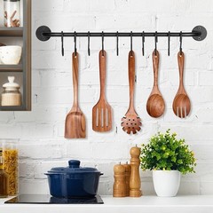 Wooden Spoons for Cooking Non-Stick Kitchen Pan Toolset 5 PCS Set,Natural Kitche
