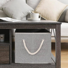 Gray 16.3 In. X 10.3 In. Fabric Decorative Basket Set of 3 with Handles