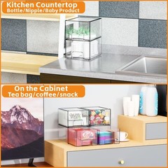 Yieach 4 Pack Clear Stackable Storage Drawers,4.4” 4 PCS, Clear-4.4 In Tall