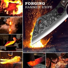 Forged Boning Butcher Knife 5CR15 Steel Serbian Outdoor Camping Cooking Knife