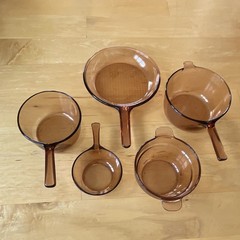 Corning ware Visions Amber Glass 5-Piece Saucepan Set Gas/Electric 1.5L no lid