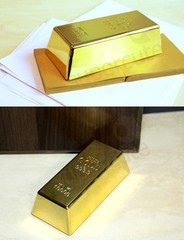 1kg Shiny Fake Gold Bar Bullion Brick Door Stop/Paperweight CAS