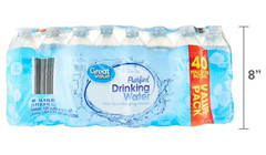 Great Value Purified Drinking Water, 16.9 fl oz Bottles, 40 Count Pack