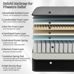 12″14″ Mattress Hybrid Gel Memory Foam Medium Firm Twin Full Queen King In A Box