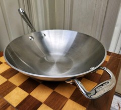 Vtg All-Clad Masterchef MC2 Stainless Aluminum 10″ Wok Skillet 2 Handle Fry Pan