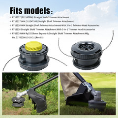 314608005 Fits For Ryobi Reel Easy+ Bump Feed Trimmer Head Straight Shaft