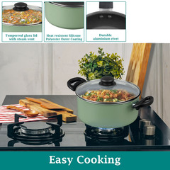 Mainstays 7-Piece Pots and Pans Cookware Set Nonstick Kitchen Pots Pans Green