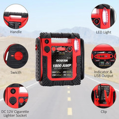 1800A Peak Car Jump Starter, 20000mAh Battery Booster for up to 6.5L Gas/5L D…