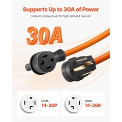 50 ft Dryer Extension Cord 4-Prong NEMA 14-30P to 14-30R Dryer Cord 30A