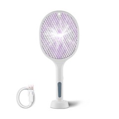 Rechargeable Dual-Mode Electric Fly Swatter Bug Zapper With Base, Lightweight