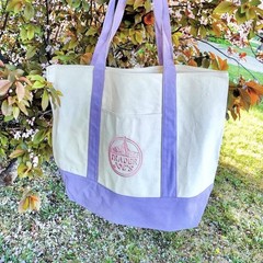 Trader Joe’s Lavender Large Canvas Tote Bag Reusable Grocery Beach Bag NEW