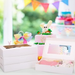 7pcs Cookie Boxes, 12x8x2.5 Inches White Bakery Boxes with 3 Style Window for…