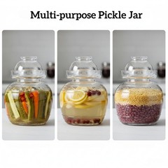 1.5L Glass Jar with Lid Fermentation Jar, Traditional Fermenting Kit Crock with