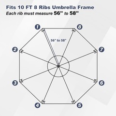 10ft Patio Umbrella Replacement Canopy 8 Ribs UV Protection Outdoor-Canopy Only