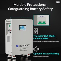 ECO-WORTHY 14kWh 48V 280AH LiFePO4 Battery Vertical Standing Solar Backup UPS