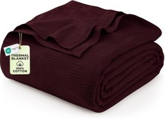 Utopia Bedding Ivory 100% Cotton Blanket [Queen Size – 90×90 Inch] 350GSM…