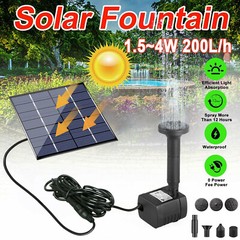 Solar Power Fountain Submersible Floating Water Pump Bird Bath Pond Garden Pool