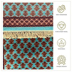 2.5×8 feet Runner Rug Hand Knotted Wool Traditional Lichi, Turquoise