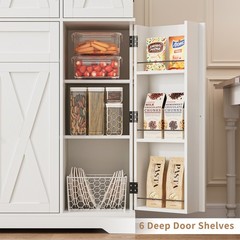 68″ Kitchen Pantry Cabinet, 6-Door Storage Hutch with Drawer & Shelves, White