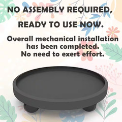 11.02 In. Black Plastic round Indoor/Outdoor Plant Caddy with Wheels Heavy-Duty