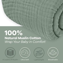 Muslin Blanket for Adults Queen 90″ x 90″ – 6 Layer Soft, Breathable & Lightweig