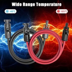 10 AWG Solar Panel Extension Cable PV Wire Solar Connector Pair Black & Red 6mm²