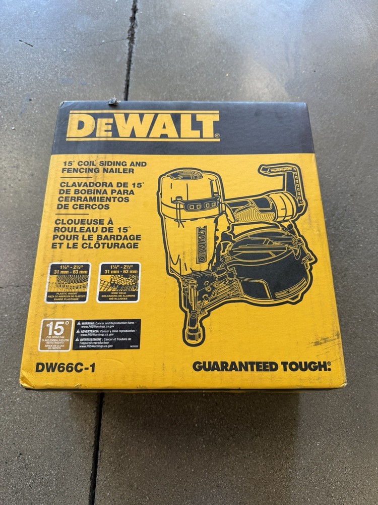 DEWALT Pneumatic 15-Degree Coil Corded Siding Nailer DW66C-1 BRAND NEW