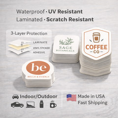 Custom Vinyl Stickers Die Cut Logo Labels Business Packaging Brand Merch Bulk UV