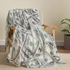 Money Throw Blanket 100 Dollar Bill Cozy Decor Nap Cash Sofa Couch 40×50 Inch
