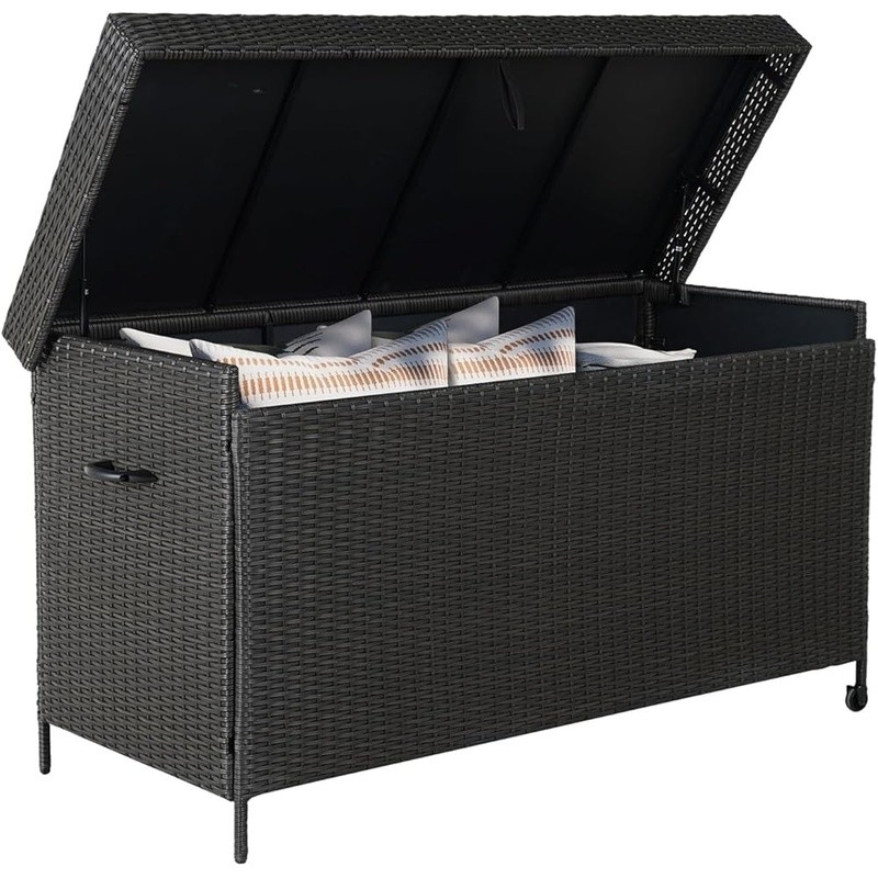 170 Gallon Outdoor Storage Box W/ Wheels Pneumatic Pistons Easy Access Design US