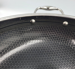 HexClad 14″ WOK with Stainless Steel LID 14-Inch 14 Hybrid Nonstick -Used Good