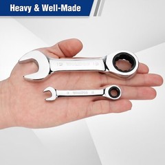 WORKPRO 12-piece Stubby Ratcheting Wrench Set, Metric 8-19mm 72-Tooth Cr-V Steel