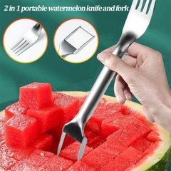 Watermelon Slicer Cutter,2-in-1 Fork Stainless Steel Fruit Cutting Artifact Lot