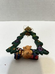 Vintage Resin Christmas Tree Ornament Toys Bear 4 x 4″
