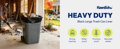 Heavy Duty Trash Bags 33 Gallon 30 Count, 1.0 Mil, Strong Black Garbage Bags,