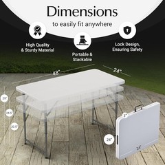 Used 4-Ft Plastic Folding Table – Ideal for Indoor/Outdoor Dining & Party Use