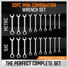 22PCS Combination Wrench Set Ignition Spanner Steel Tools Metric SAE Mini Small